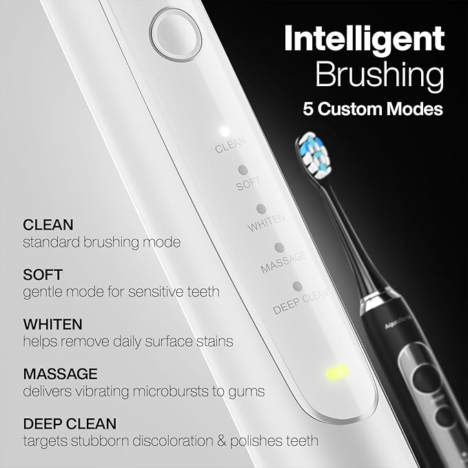 Aquasonic Duo Series PRO – Ultra-Whitening Electric Toothbrush Set – 5 Modes & Smart Timers – Premium Travel Cases & 10 Proflex Brush Heads – ADA Accepted Toothbrushes-Ruum Studio Home