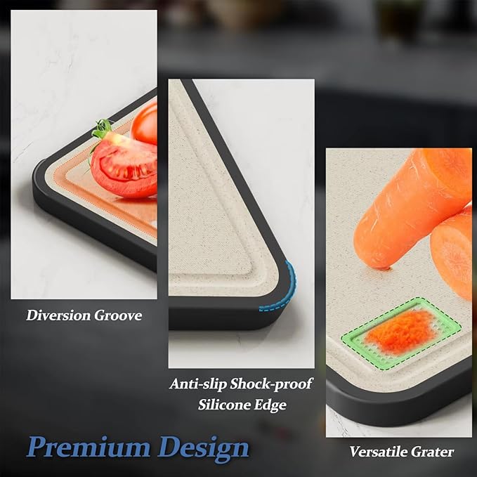 Titanium Cutting Board for Kitchen – Large Double-Sided Food Grade Boards, 16”×11” Pure Titanium & Wheat Straw, Dishwasher Safe, Easy to Clean for Meat, Vegetables & Fruits-Ruum Studio Home