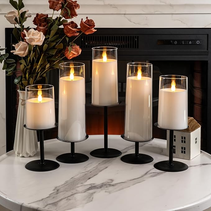 Homemory Holloween Candle Holders for Pillar Candles Set of 5 (Black)-Ruum Studio Home
