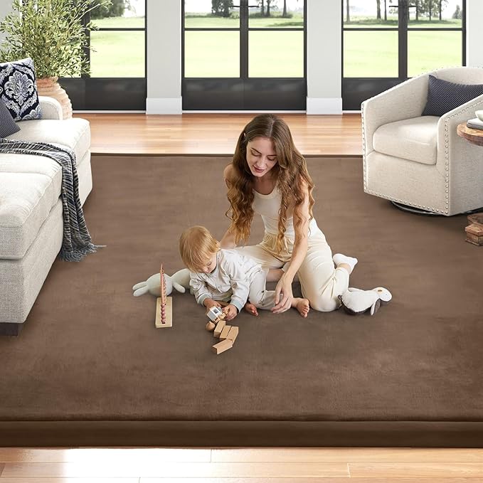 Baby Play Mat for Floor Tummy Time Mat Nursery Rug Muscle Mat Area Rug Playroom Rug Tatami Mat 13'1"x6'7" Memory Foam 1.3" Thick Crawling Mat For Babies,Toddlers, Infants, Kids,Floor Mat,Coffee-Ruum Studio Home