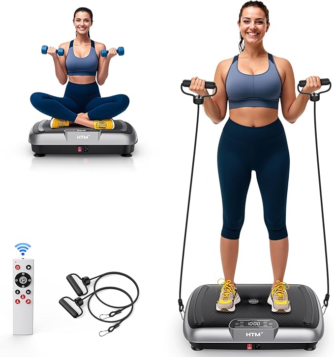 Vibration Plate Exercise Machine - 180 Speeds & 300 lb Capacity, Full Body Workout Vibration Platform with Remote Control for Lymphatic Drainage, Weight Loss & Toning-Ruum Studio Home