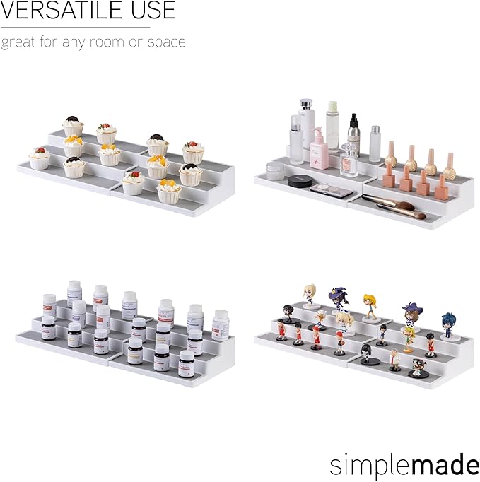 SIMPLEMADE 3-Tier Spice Rack Organizer - Versatile Storage Shelf for Kitchen, Bathroom, Bedroom & Office, Set of 2, Expandable White-Ruum Studio Home