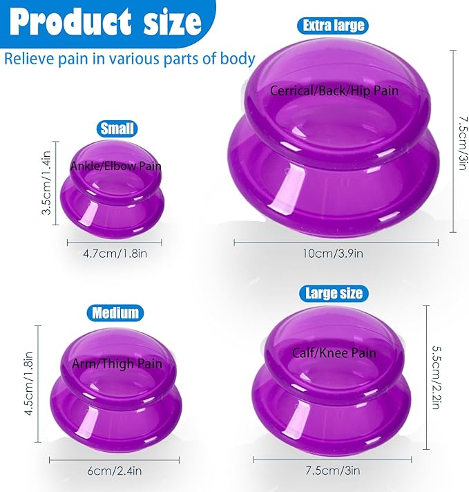 15Pcs Cupping Therapy Set-Professional Silicone Cupping, Suitable for Facial Body Massage/Deep Myofascial Release/Pain Relief/Muscle Relaxation & More (Purple,15pcs)-Ruum Studio Home