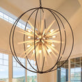 31.5" Black Gold 16-Light Globe Sputnik Chandelier Modern Industrial Adjustable Hanging Ceiling Pendant Light Fixture for Entryway Foyer Stairway Dining Living Room Hallway-Ruum Studio Home