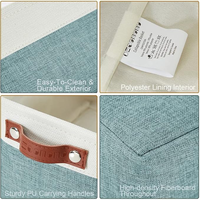 DECOMOMO Small Storage Basket, Closet Storage Bins, Baskets for Organizing Shelves (Teal & White, Small - 6 Pack)-Ruum Studio Home