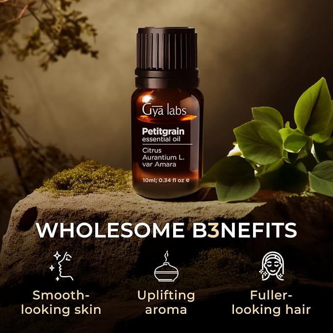 Gya Labs Petitgrain Essential Oil for Skin - 0.34 Fl Oz - 100% Pure Natural Petitgrain Oil for Diffuser, Hair, Aromatherapy, Massage & Candle Making Scent-Ruum Studio Home