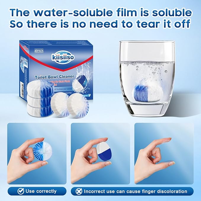 KIISIISO Toilet Bowl Cleaners 40 PACK,Long-Lasting Toilet Bowl Cleaner Tablets with Sustained-Release Technology Against Tough Stains,Automatic Toilet Cleaner for Deodorizing & Descaling-Ruum Studio Home