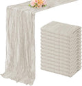 12 Pack Rose Brown Cheesecloth Table Runner 10FT Rustic Gauze Fabric Cheese Cloth Table Runner for Wedding Bridal Baby Shower Table Decor Boho Sheer Birthday Party Table Decorations 20 x 120 Inch Long-Ruum Studio Home