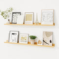 Picture Ledge Shelf, Solid Pine Wood Floating Shelves Set of 2, 36 Inches Nursery Book Shelves for Toys Storage, Kids Bookshelf Wall Mounted for Living Room Bedroom Decor Books Photo Frames, Natural-Ruum Studio Home