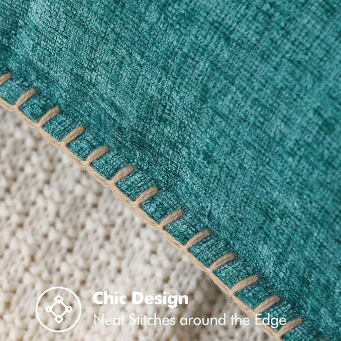 MIULEE Pack of 2 Couch Throw Pillow Covers 18x18 Inch Coastal Teal Farmhouse Decorative Pillow Covers with Stitched Edge Soft Chenille Solid Dyed Spring Pillow Covers for Sofa Bed Living Room-Ruum Studio Home