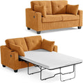 Pull Out Sofa Bed, Full Size Sleeper Sofa, 2-in-1 Convertible Corduroy Couch with USB Charging, Memory Form Couch for Living Room, Apartment and Small Space (Mustard Yellow, Corduroy - Full Size)-Ruum Studio Home