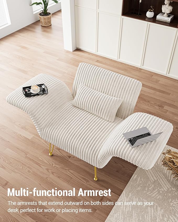Txtin's Comfy Accent Chair Reading Chair for Bedroom Cozy Wing Arm Living Room Single Sofa Chair with Angle Adjustable Arms Beige Corduroy Easy Assembly-Ruum Studio Home