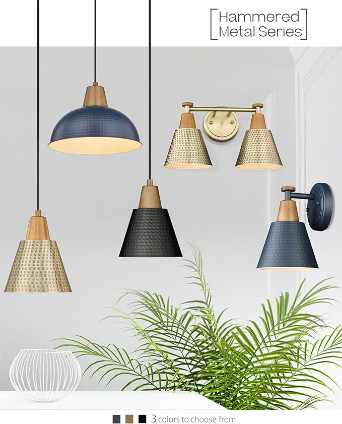 FEMILA 1-Light Wall Sconces, Modern Sconces Wall Lighting with Hammered Metal Shade, Bathroom Vanity Light Fixtures Wall Lamp for Mirror Bedroom, Dark Blue,4FG59B Blue-Ruum Studio Home