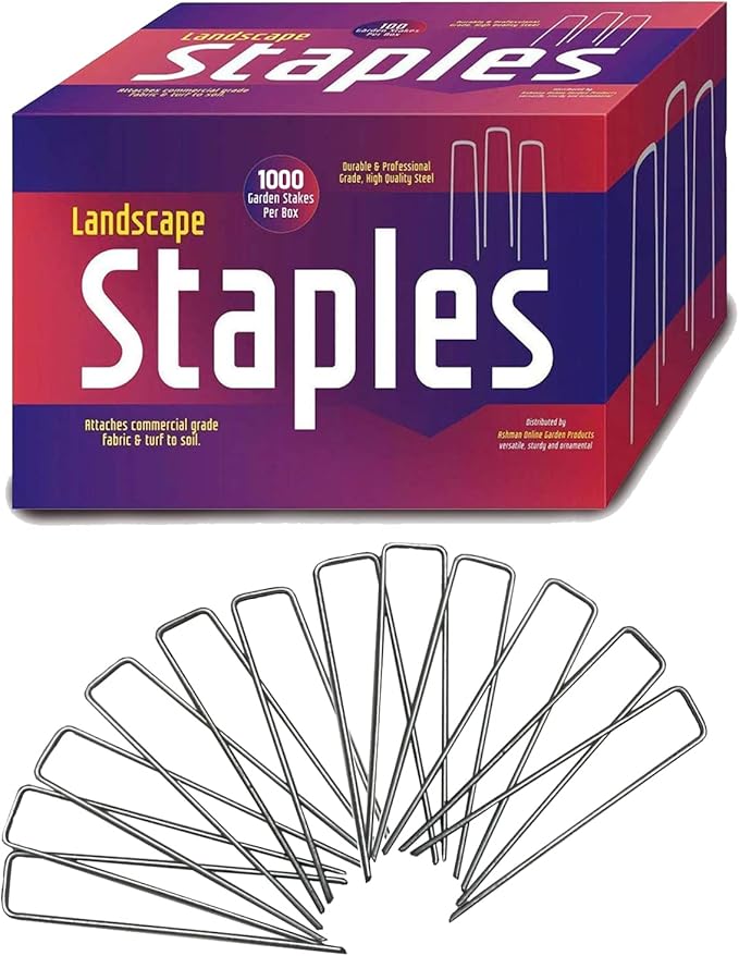 Ashman Garden Landscape SOD Staples and Stakes Pins for Weed Barrier Fabric, Ground Cover, Garden Hose, Lawn Drippers, Drip Irrigation Tubing, 1000 Pack Heavy Duty & Anti Rust-Ruum Studio Home
