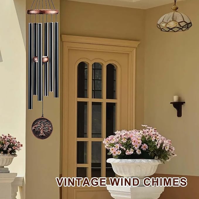 Wind Chimes for Outside, Tree of Life Deep Tone Vintage Wind Chime Outdoor Clearance, Sympathy/Memorial/Festivals/Birthday Gift for Mom Dad Grandma, Home Garden Patio Decor (32" Tree of Life)-Ruum Studio Home