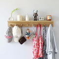 Entrance Coat Rack ，Coat Hooks, Wall-Mounted Wooden Hook Rack, Wall-Mounted Shelves are Very Suitable (Oak Colored Finish-2)-Ruum Studio Home