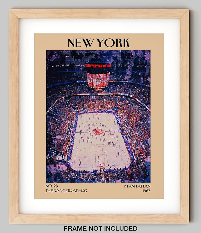 Retro Vintage New York Wall Art Print - 11x14 Unframed Poster - New York City Souvenirs, Cute Trendy Colorful Wall Decor (The Rangers at MSG, 11x14")-Ruum Studio Home