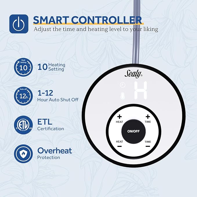 Sealy Electric Blanket Twin Size 62"*84",Super Cozy Flannel to Sherpa Reversible Heated Twin Blanket with 10 Heating Levels & 1-12 Hours Auto Off Overheating Protection Machine Washable, Charcoal-Ruum Studio Home