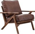 chairus Leather Accent Chair Mid Century Modern Armchair Compfy Upholstered Lounge Arm Chair for Living Room Fireplace/Bedroom/Reception/Dorms, PU Brown-Ruum Studio Home