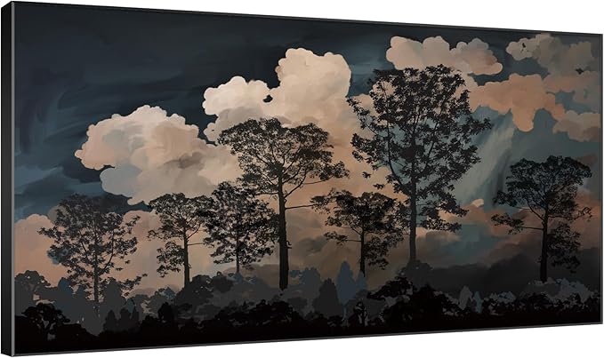SIGNWIN 30"x60" Extra Large Framed Wall Art Silhouetted Trees at Dusk, Dramatic Forest and Cloudscape for Home Living Room Bedroom Decor (Frame Assembly Required)-Ruum Studio Home