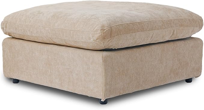 JACH Modular Ottoman Seater for Living Room, Cushion Covers Removable, Minimalist Comfy Footstool, Breathable Ottoman for Living Room Apartment (Khaki)-Ruum Studio Home