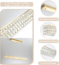 W48 Rectangular Gold Crystal Chandelier Modern Rectangle Pendant Ceiling Light Fixture for Living Room Dining Room Kitchen Island Bar-Ruum Studio Home