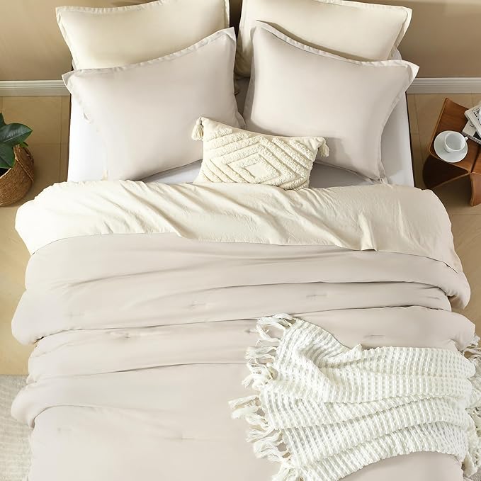 Litanika Comforters Tannish Grey Twin Size, 2 Pieces Lightweight Solid Bedding Set & Collections, All Season Fluffy Bed Set (66x90In Comforter & 1 Pillowcase)-Ruum Studio Home