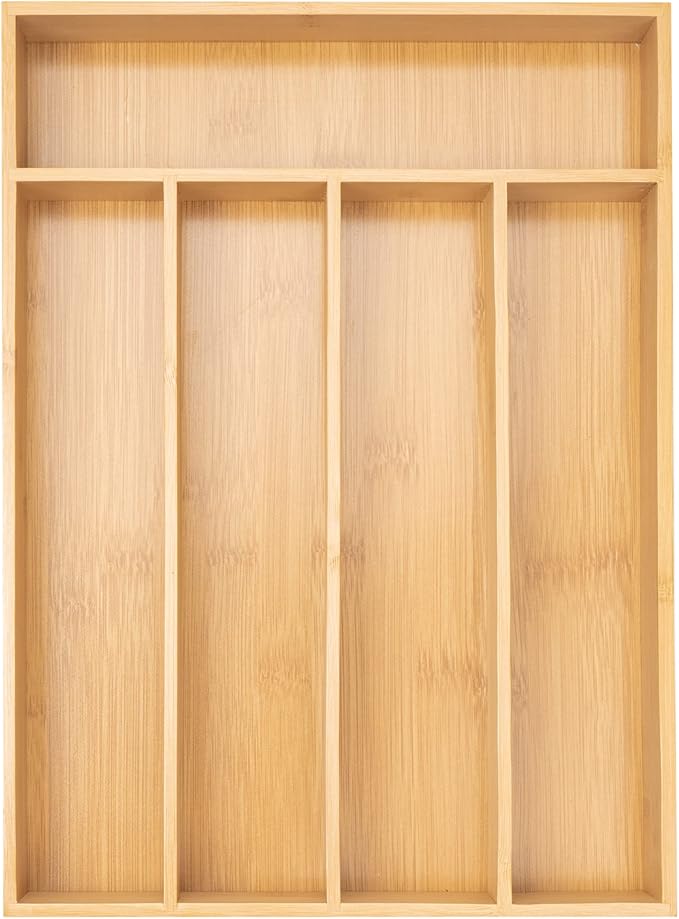 Silverware Organizer Kitchen Drawer Organizer Utensil Organizer Bamboo Silverware Holder Cutlery Organizer in Drawer Flatware Organizer Tray(5 slots, Natural-Ruum Studio Home
