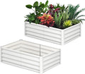 Galvanized Raised Garden Bed Outdoor, 2 Pcs 6x3x1FT Outdoor Large Planter Raised Beds Open Base with Safety Edge and Glove for Vegetables Flowers Ground Planter, White-Ruum Studio Home