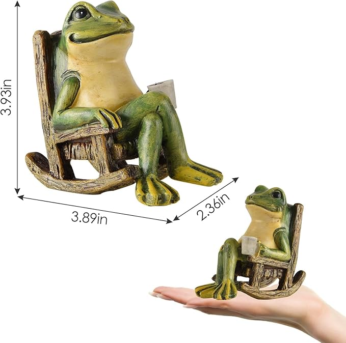 Miniature Frog Garden Statue Gifts Fall Halloween Decorations Fairy Garden Accessories Outdoor Lights Solar Garden Frog Decor Art Housewarming Gift for Patio,Yard,Lawn Ornament,3.89"x2.36"x3.93-Ruum Studio Home