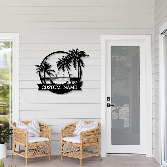 Custom Metal Beach Wall Art Sign - Personalized Size Outdoor/Indoor, Surfboard Decor, Lake House & Coastal Home Decor, Summer Gift - MADE IN USA-Ruum Studio Home