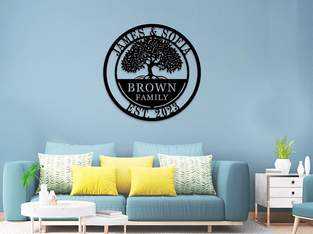 Custom Tree of Life with Roots Family Name Sign, Personalized Metal Sign-Ruum Studio Home