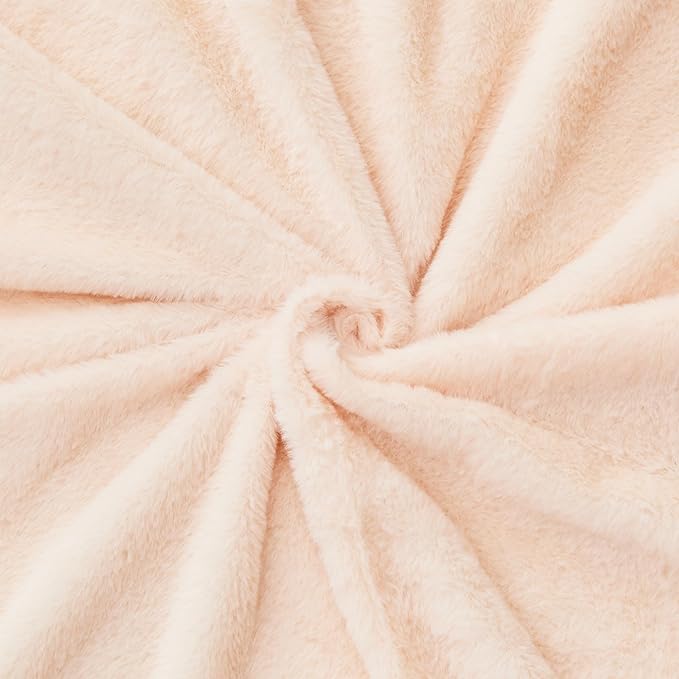 RYNGHIPY Faux Rabbit Fur Bed Throws Fluffy Warm Throw Blanket for Sofa Couch Soft Plush Decorative Blanket Thick and Heavy Cute Bubble Furry Blanket (Light Tan, 51''x63'')-Ruum Studio Home