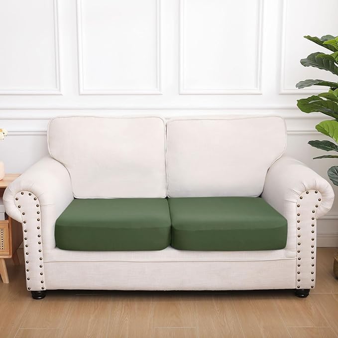 hyha Waterproof Couch Cushion Covers, Stretch Sofa Couch Seat Slipcover for Dog Washable, Non-Slip Waterproof Outdoor Cushion Covers for Patio Furniture Replacement (2 Pieces, Bronze Green)-Ruum Studio Home