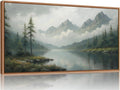 SIGNINART Large Misty Mountain Framed Canvas Wall Art, Green Forest River Scenery Wall Decor, Modern Foggy Wooden Landscape Artwork, Oil Style Nature Art Print for Living Room Bedroom Office 20"x40"-Ruum Studio Home