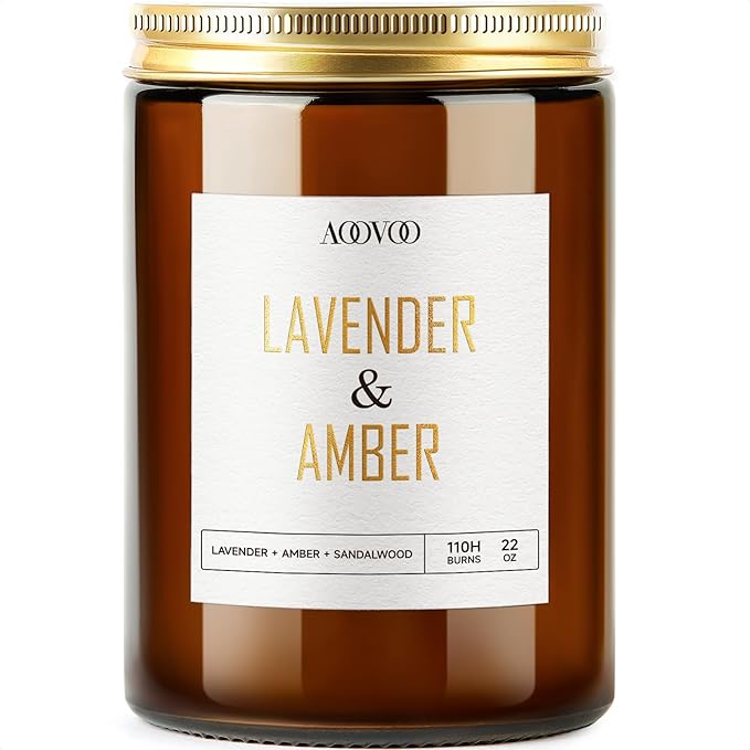 AOOVOO Lavender Amber Candles - 22 oz Scented Candles, Aromatherapy Candle, Soy Candle for Home Scented-Ruum Studio Home