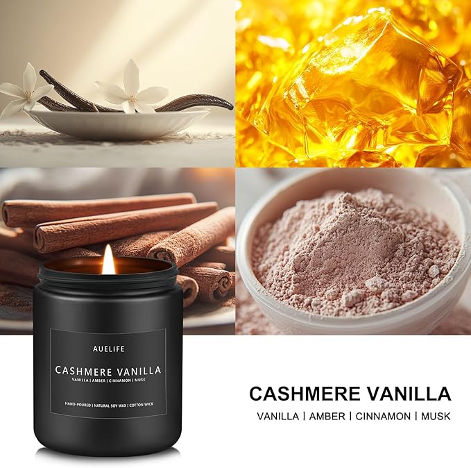 Cashmere Vanilla Candle | Scented Candles for Home, Aromatherapy Candle - Soy Candles for Home Scented, Candle Gift for Women Men, Home Fragrance Decoration -7oz-Ruum Studio Home