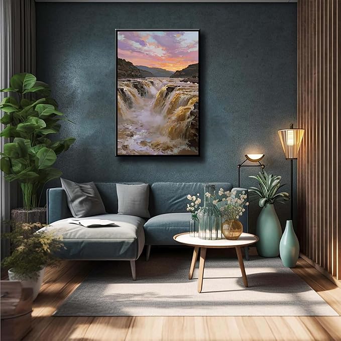 The surging waterfall scenery in the canyon is suitable for posting in the living room bedroom and office landscape posters-Ruum Studio Home