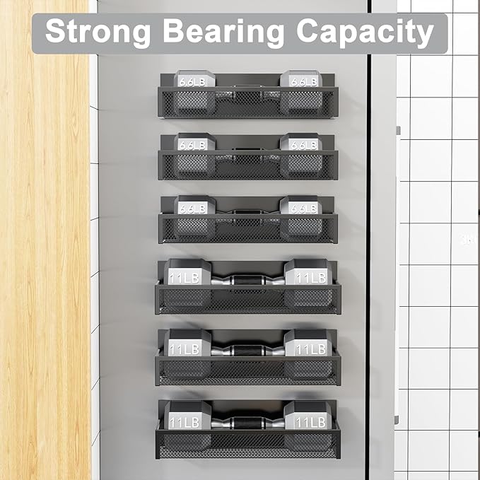 Magnetic Spice Rack for Refrigerator, 6 Pack Magnetic Shelf, Fridge Magnet Organizer with Moveable 12 Hooks, Magnetic Fridge Shelf for Kitchen Organization and Storage (6 Pack)-Ruum Studio Home