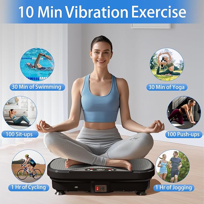 Vibration Plate Exercise Machine, Full Body Shaker Workout Vibration Plate for Lymphatic Drainage Weight Loss, Waver Vibrating Fitness Platform with Resistance Bands, Low Noise Home Fitness for Adults-Ruum Studio Home