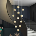 Flush Mount Chandelier,Crystal Pendant Light with 12 G9 LED Bulbs,Chandelier Hanging Flush Mount Lighting Fixtures for Spiral Staircase,Foyer,Entryway,Living Room(12 Lights,3000K)-Ruum Studio Home