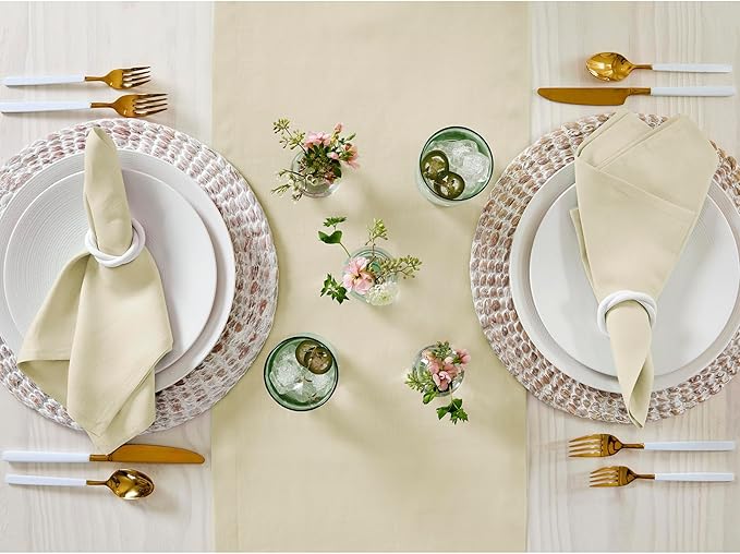 Solino Home Linen Table Runner 120 Inches Long - 100% Pure Linen Birch Table Runner 14 x 120 Inch for Fall, Autumn, Thanksgiving - Fete-Ruum Studio Home