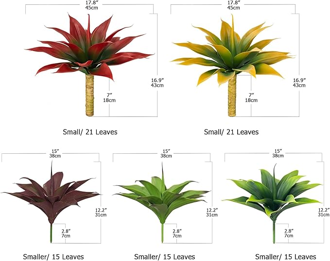 Fake Plants Artificial Agave Plants,Large UV Resistant Fake Agave Planters for Indoor and Outdoor Decorating Tropical Plant Succulents Greenery Indoor Decor((2Pack Light Green) 13.8"-Ruum Studio Home