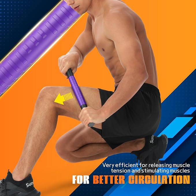 Muscle Roller Stick, Massage Roller for Muscle Deep Tissue Massage, Calf Roller for Myofascial Release, Therapy Roller Stick for Back, Legs, Arms, Waist, and Shoulders Full Body Use (Purple)-Ruum Studio Home