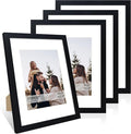 11x14 Picture Frame Set of 4, 11 x 14 Wood Photo Frames with Mat for 8x10, Wooden Frame with Real Glass Cover for Wall and Tabletop Display,Black-Ruum Studio Home