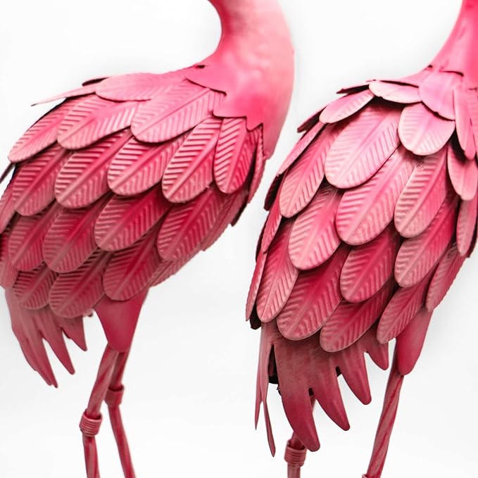 YOUKI Metal Yard Art Flamingo Decor Pink Flamingos for Yard Garden Statues Red Flamingo Yard Art Outdoor Sculptures for Outside Home Patio Lawn Ornaments Backyard Decor, Set of 2-Ruum Studio Home