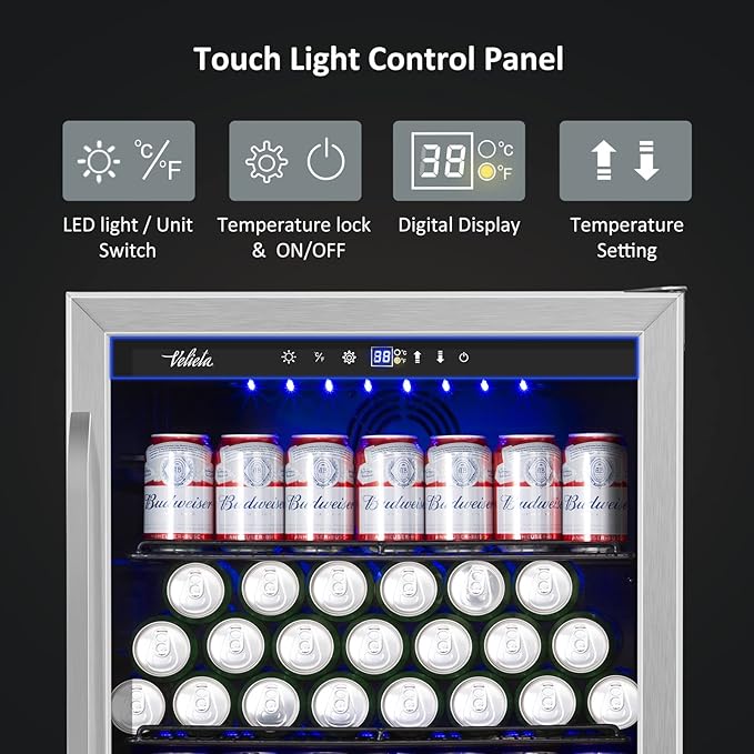 24 Inch Beverage Refrigerator Cooler,210 Cans Wide Beverage and Beer Fridge with Glass Door and Powerful Cooling Compressor, Built-in/Freestanding Drink Fridge for Kitchen, Bar or Office-Ruum Studio Home
