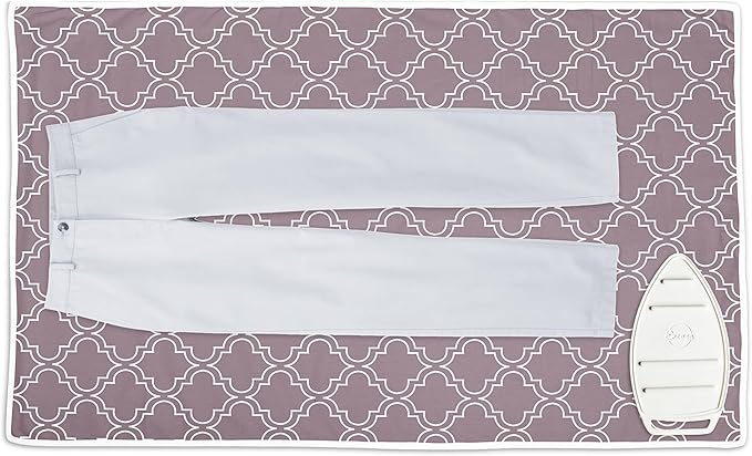 Encasa Homes Ironing Mat/Pad (Large 48"x28") with 3mm Padding & Silicone Iron Rest for Steam Pressing on Tabletop or Bed - Heat Resistant, Portable, Quilting & Travel Blanket - Mauve Tiles-Ruum Studio Home