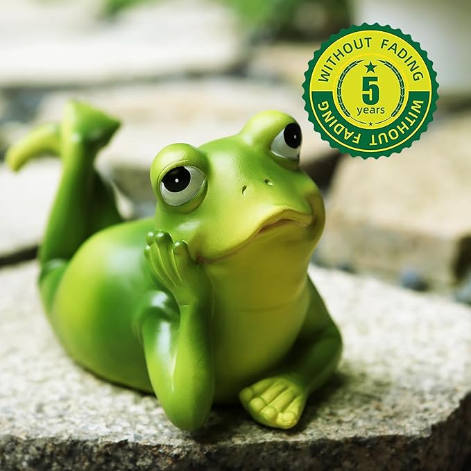 Frog Figurine Garden Decor Set of 3, Funny Lazy Frog Garden Statues Yard Decoration Outdoor Holiday Decorations, Unique Yart Art Outdoor Lawn Ornament for Outside Pond Pool Patio Front Porch Backyard-Ruum Studio Home
