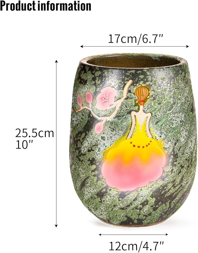Sungmor 10.6 Inch Ceramic Succulent Plant Pot with Drainage Hole, Hand Painted Flower Pots for Plants, Unique Texture Decorative Planter for Indoor and Outdoor, Pottery Vase for Home Office Decor-Ruum Studio Home
